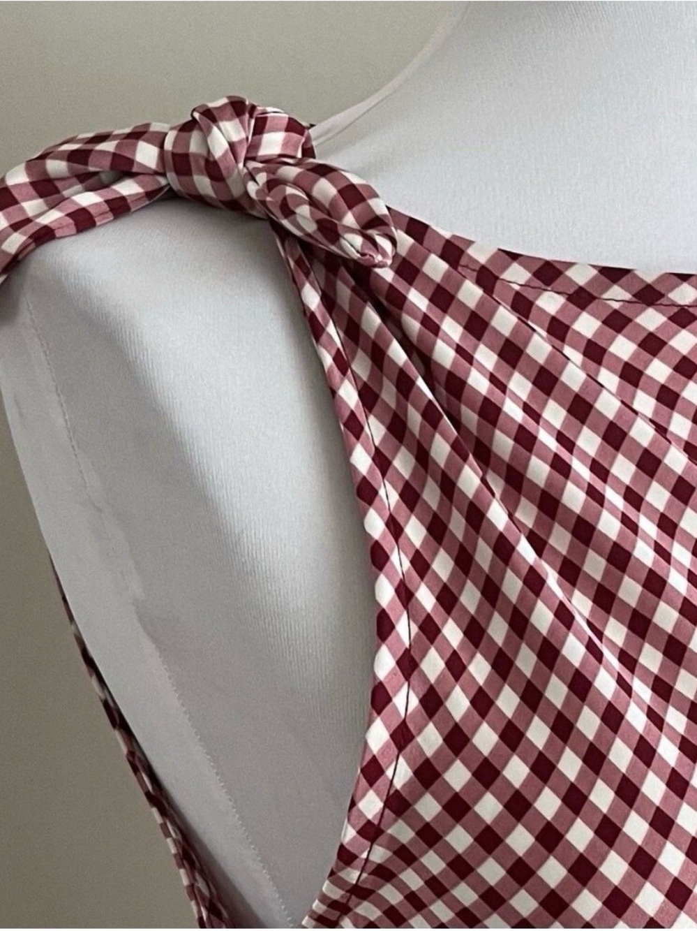 Caroline Constas Rose and White Gingham Tie-Shoulder Maxi Dress - Picture 5 of 9